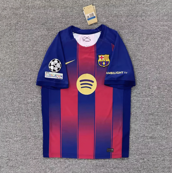 2526 New Season Barcelona Jersey Home Yamal Gavi Pedri Short Sleeve Football Jersey Set Fan Edition - Image 2