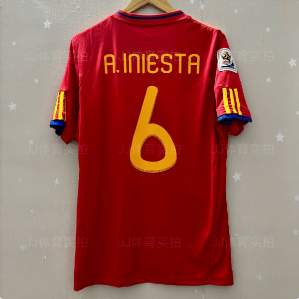 2010 World Cup Spain home jersey retro Iliesta Torres Xavi red football uniform