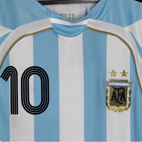 2006 Argentina home No. 19 Messi No. 10 Riquelme football uniform retro short-sleeved jersey - Image 3