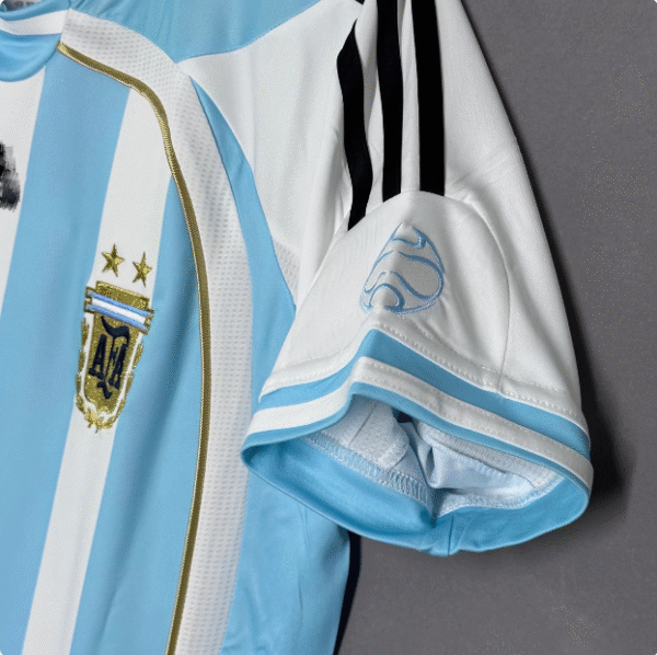 2006 Argentina home No. 19 Messi No. 10 Riquelme football uniform retro short-sleeved jersey - Image 4