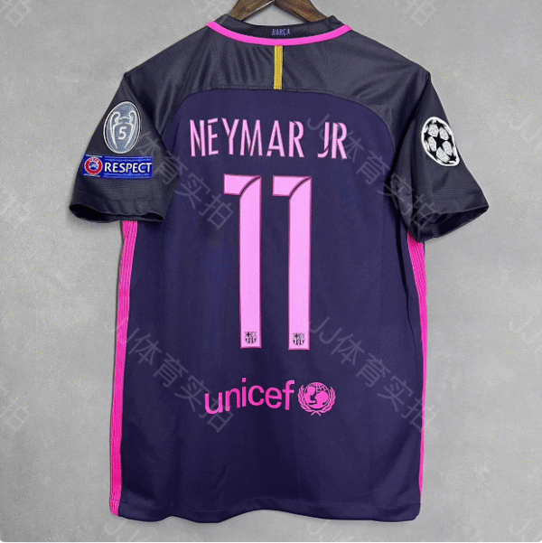 16-17 Barcelona away Champions League retro No. 10 Messi No. 11 Neymar short-sleeved football uniform retro jersey