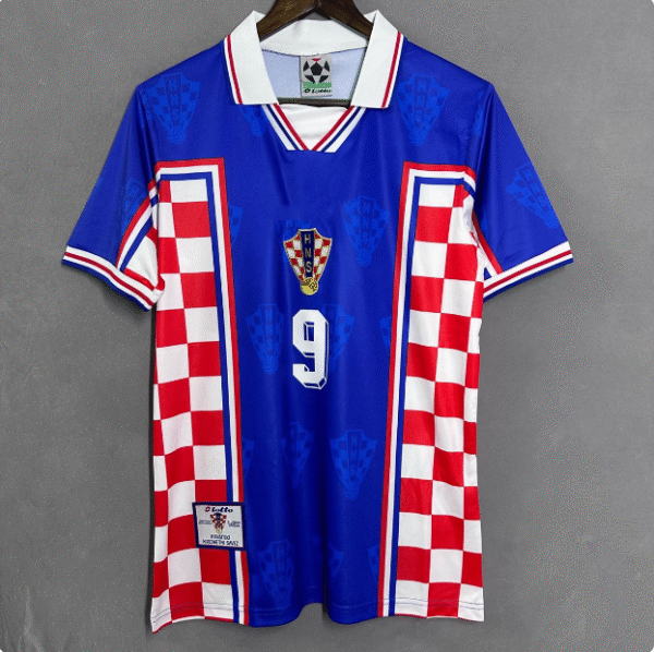 1998 Croatia national team away football uniform No. 9 Suker retro short-sleeved jersey - Image 2