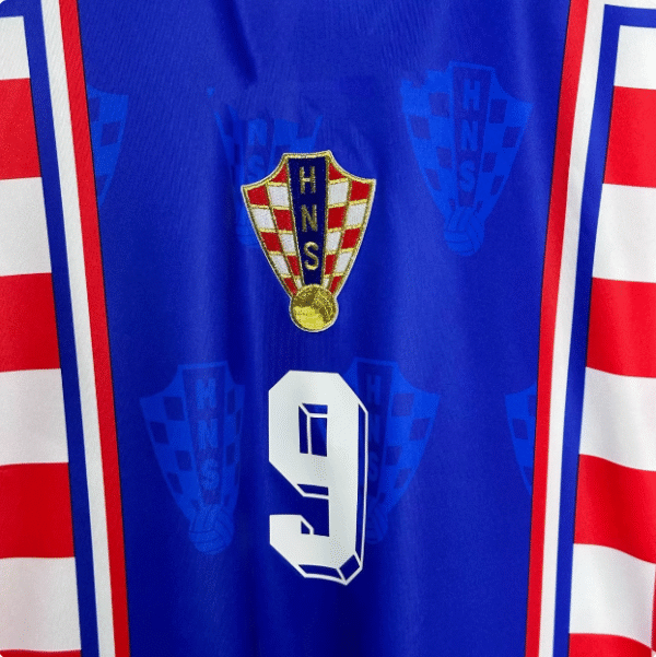 1998 Croatia national team away football uniform No. 9 Suker retro short-sleeved jersey - Image 3