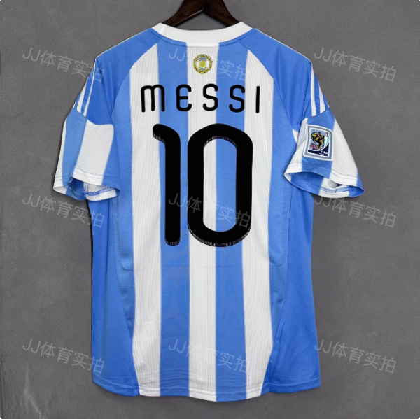 2010 Argentina home retro jersey No. 10 Messi classic short-sleeved football uniform custom printed number fan version