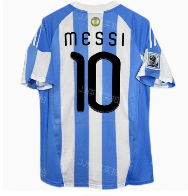 2010 Argentina home retro jersey No. 10 Messi classic short-sleeved football uniform custom printed number fan version - Image 5