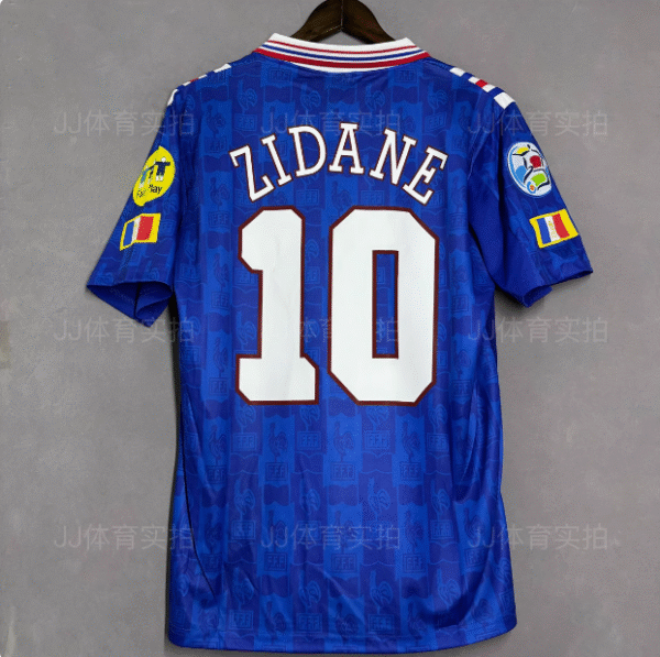 1996 European Cup France home Zidane Henry Mbappe Vieira retro 96 football uniform jersey