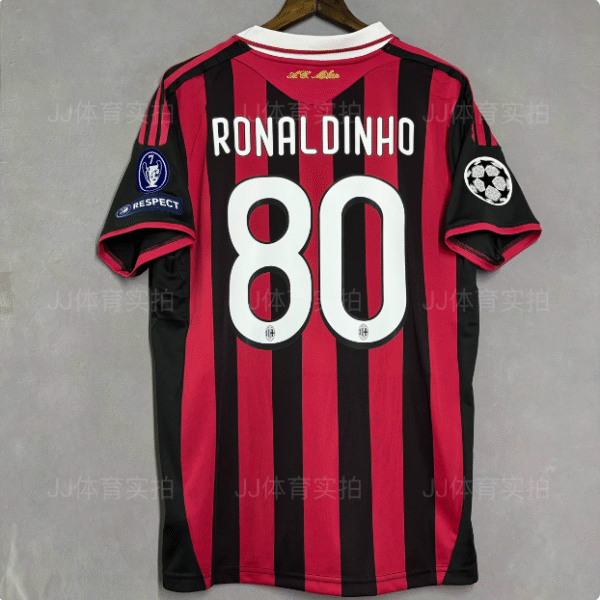 09-10AC Milan home football jersey Kaka No. 22 Beckham No. 32 short-sleeved retro jersey